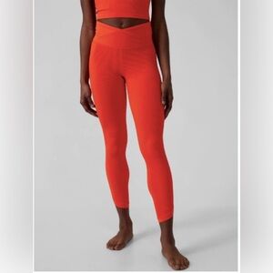 Athleta Elation Crossover Rib 7/8 Flame Orange Tight Medium